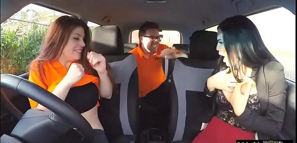  Lucia threesome during driving lesson